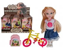 Bábika s bicyklom a ruksakom