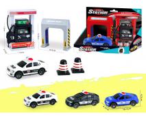 Benzínová pumpa s policajným autom