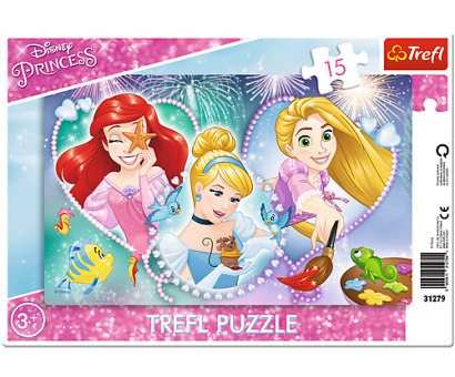 Puzzle 15 rámkové Disney princezny