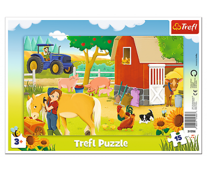 Puzzle 15 rámkové Na farme