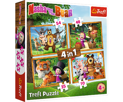Puzzle 4v1 Máša a Medveď