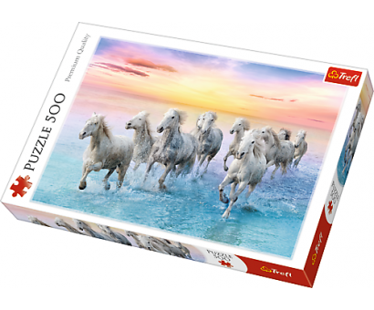 Puzzle 500 Cválajúce biele kone