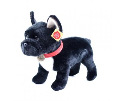 Plyšový pes buldoček čierny 30 cm