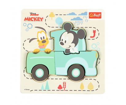 Puzzle drevené Mickey v aute
