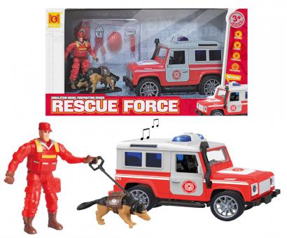 Hasičský jeep s figúrkou a psom