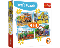 Puzzle 4v1 Veľké stavebné stroje