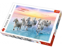 Puzzle 500 Cválajúce biele kone