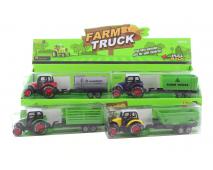 Traktor s vlečkou kovový 18x4cm