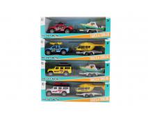 Jeep s člnom 4 druhy, kov 24x6cm     