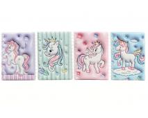 Zápisník 4 druhy jednorožec 17x12cm