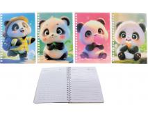Zápisník 4 druhy s perom panda 12cm