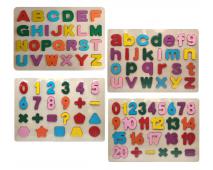 Drevená vkladačka písmená/čísla 30x22cm