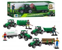 Traktor s vlečkou a farmárom