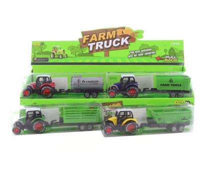 Traktor s vlečkou kovový 18x4cm