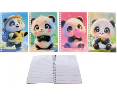Zápisník 4 druhy s perom panda 12cm