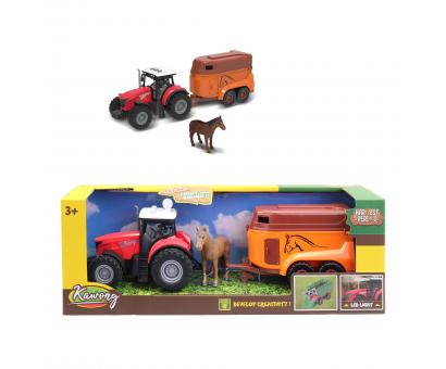 Traktor s prívesom na prevoz koní na BO