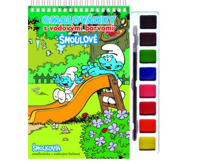 Omaľovanka vod.farby a štetec Šmolkovia